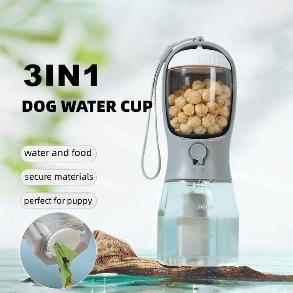 All-in-One Dog Water Bottle: Feed, Hydrate, Clean Easily